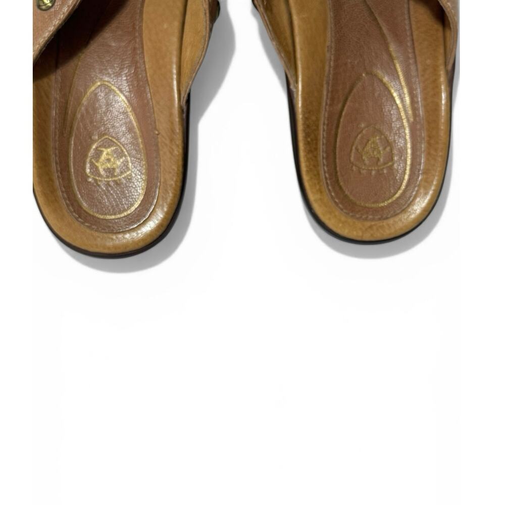 Ariat Women’s Slip On Leather Toe Post Heeled Sandals Metallic Accent Size 8.5 - Picture 6 of 11